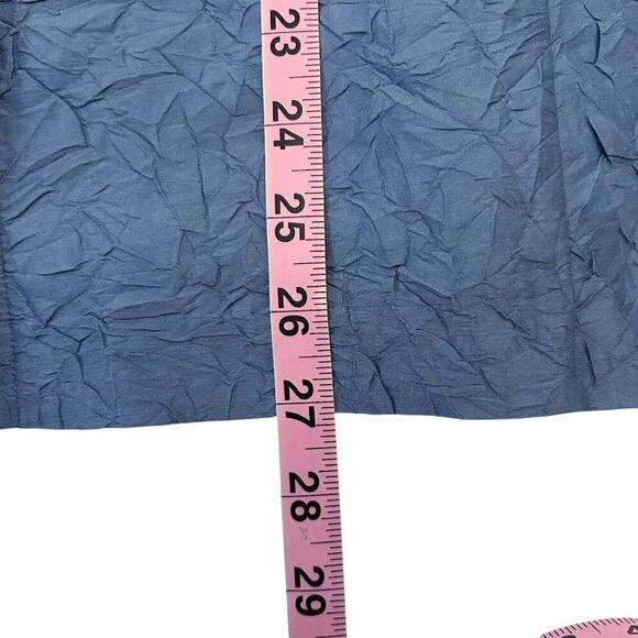 Eileen Fisher Woman Crinkled Silk Top Blue Mandarin Collar 3/4 Sleeve 1X - Picture 12 of 15